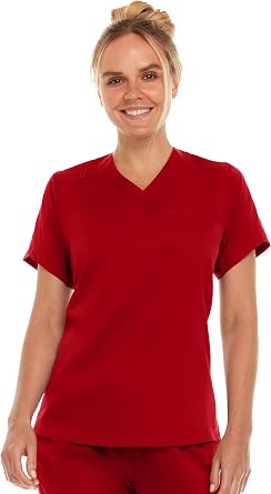 MediChic Women Medical Scrubs V-Neck Stretch Tuck in Scrub Top with Pocket