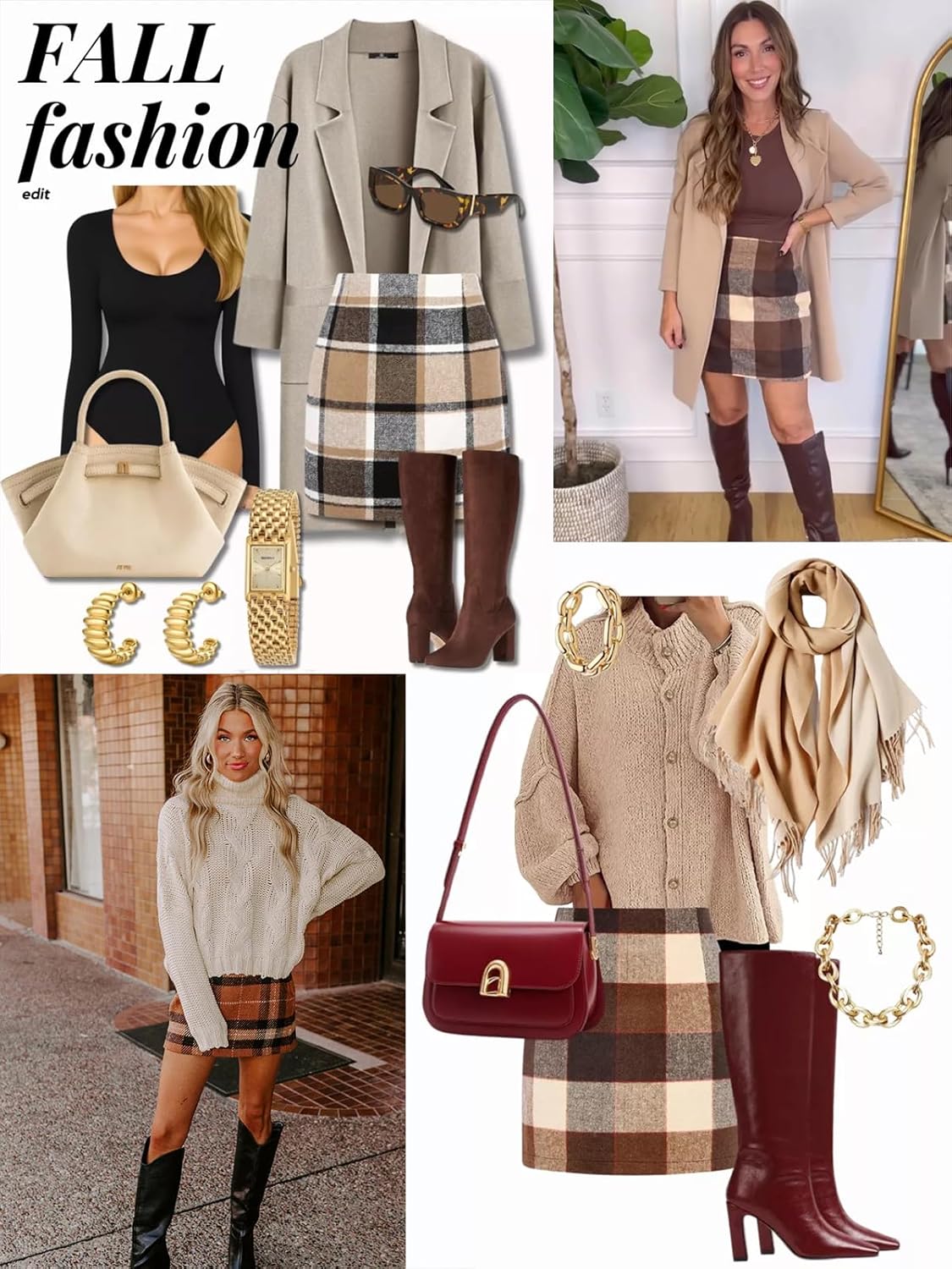 Womens Plaid Skirt 2026 Spring Dress Fall High Waisted Mini Wool Bodycon Pencil A line Dresses Outifts - Image 5