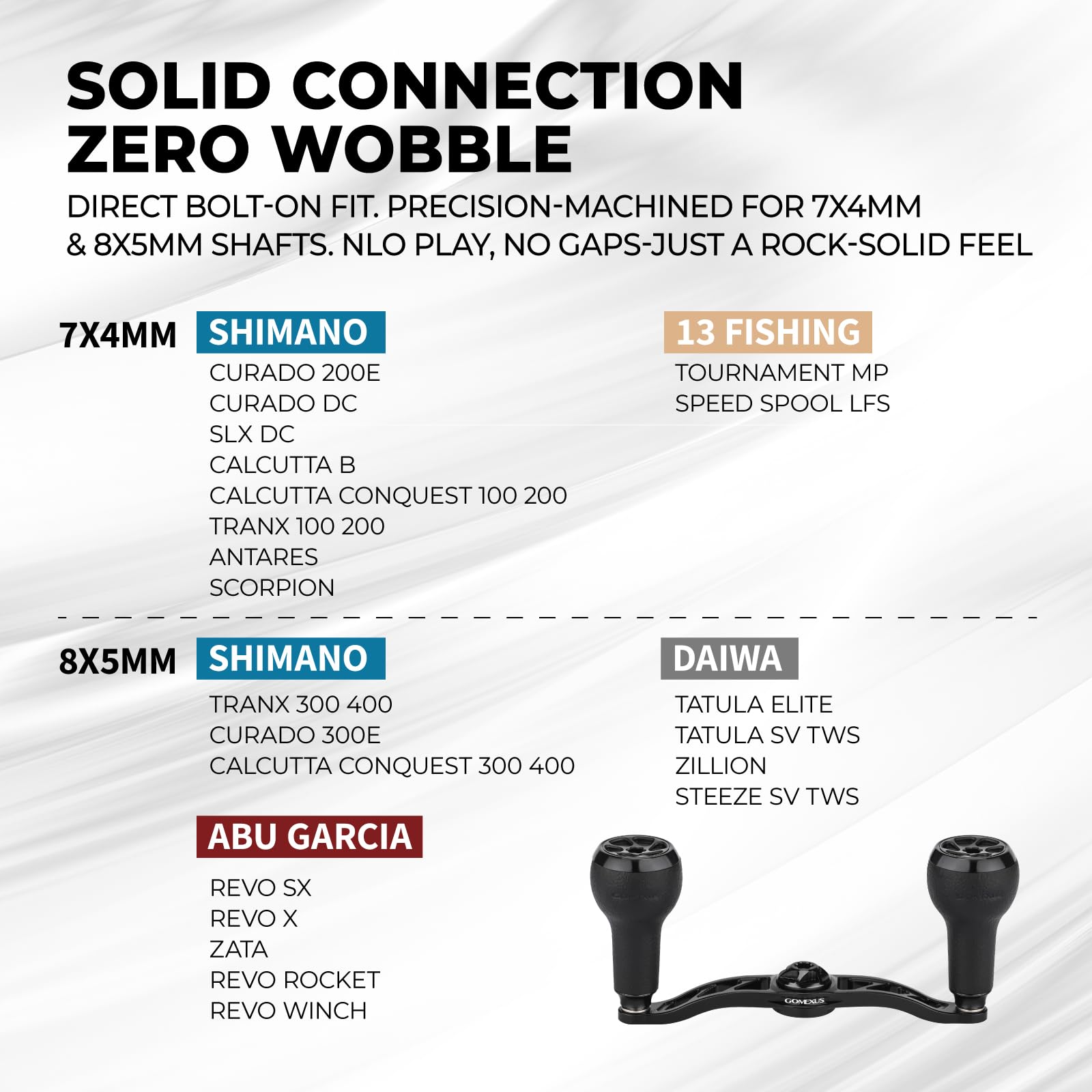 GOMEXUS Maniglia di alimentazione compatibile per Shimano SLX Tranx Daiwa Tatula Zillion Abu Garcia Revo 13 mulinello da pesca baitcasting parti di ricambio | Pesca alla spigola