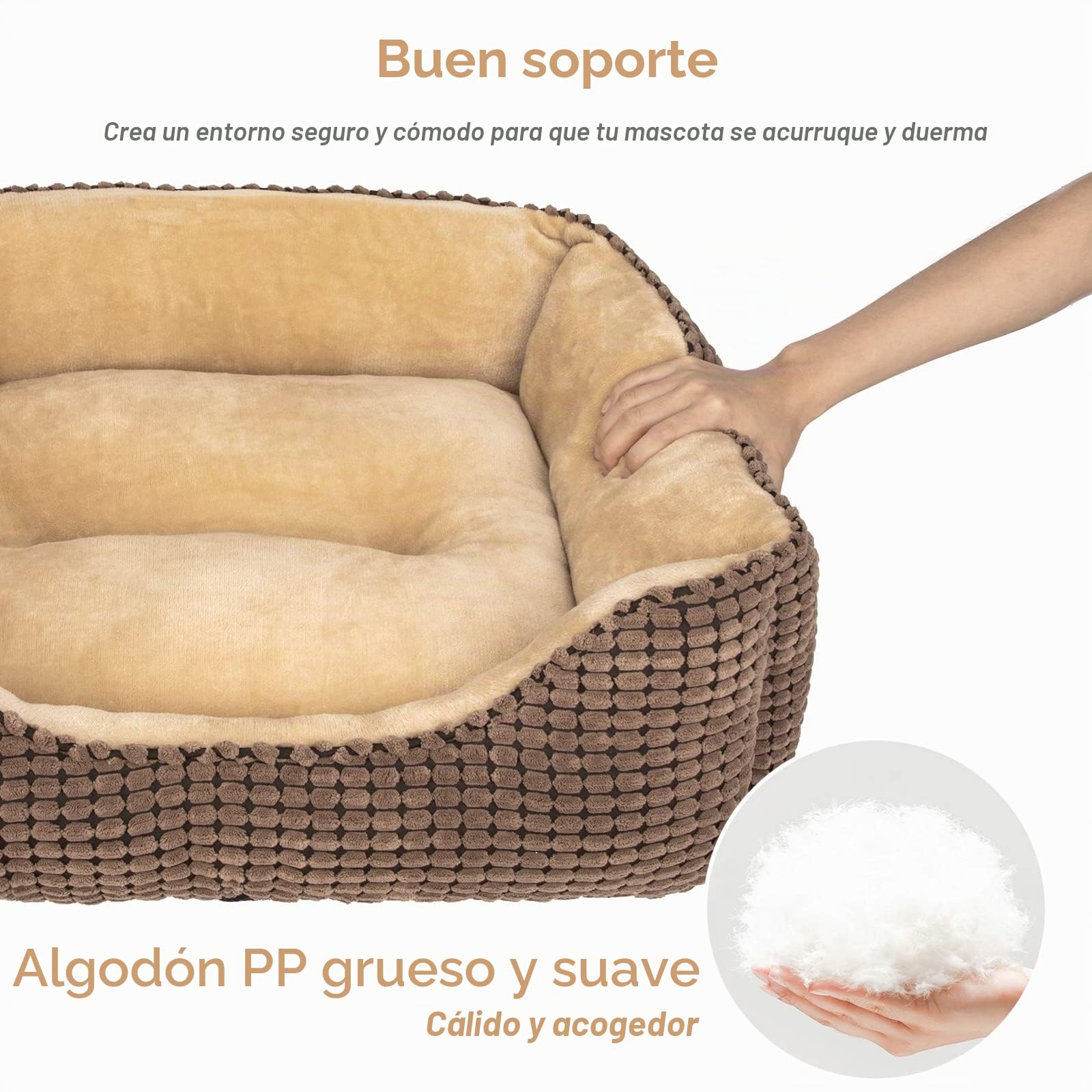 JOEJOY Cama para Perros Medianos, Cama Perro Lavable, Esponjosa, Antideslizante, Suave y Cómoda para Perros Pequeños Medianos y Gatos, 63x53x20cm