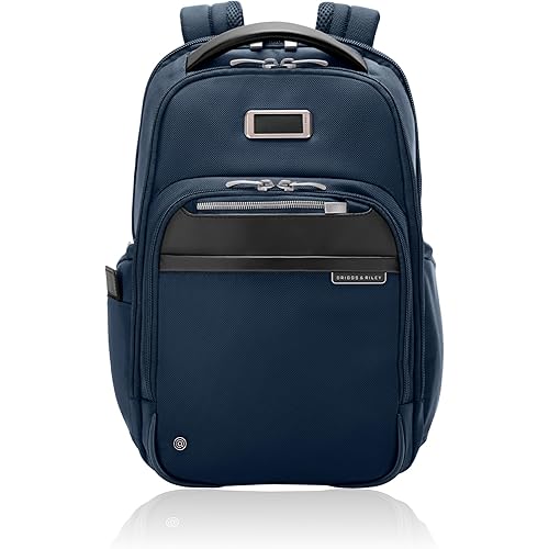 Briggs & Riley Medium Backpack for Women & Men - Laptop Backpack, For Work & Travel, Carry On Size, Lightweight & Durable, Padded Straps, Fits up to 14" Laptop - @work Collection, Navy