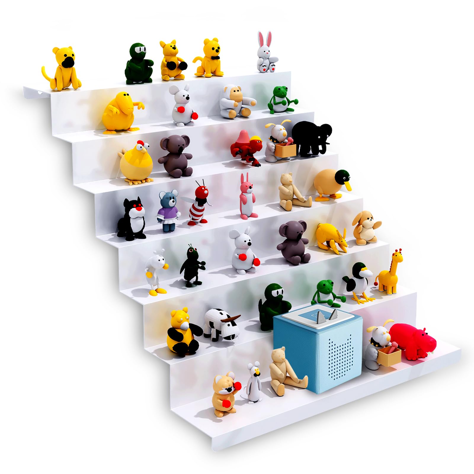 Shelf for Tonie Applied to IKEA KALLAX-Magnetic Storage Organizer Holds 50+ Figures & Box from Toniebox, White, Without Cut-off