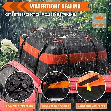 Rooftop Cargo Bag Car Top Carrier for Jetour T2 2023 2024 2025 2026, 15 Cubic Feet Storage, Heavy Duty 600D Watertight Fabric, All Weather Resistant