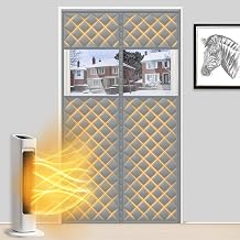 MAGZO Magnetic Thermal Insulated Door Curtain with Perspective Window, Fits 36" x 80" Door, Made of Oxford&Cotton, Insulation Cover Blanket for Winter/Sliding Glass/Patio Doors, Keep Cold Out, Grey