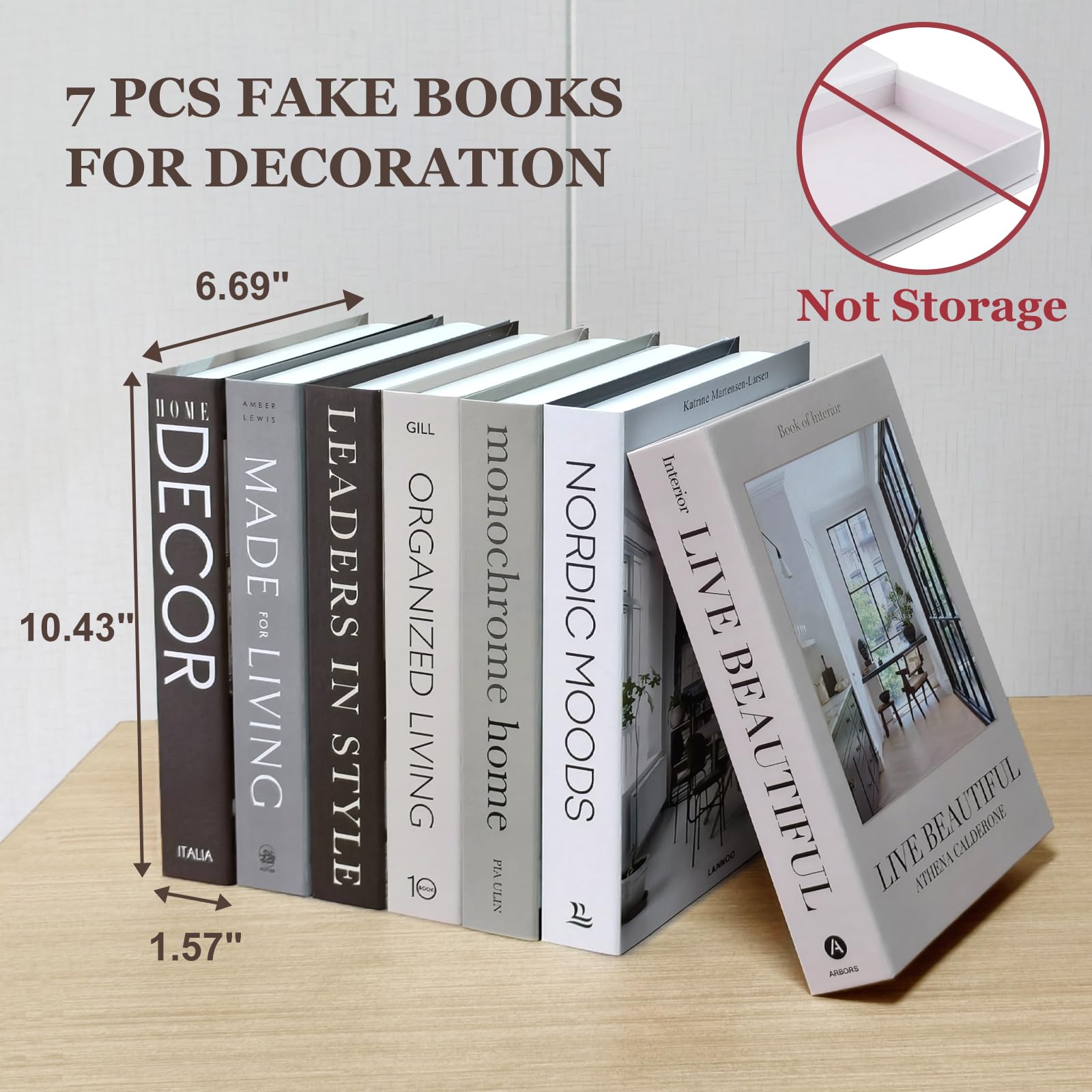Dekoracyjne książki do dekoracji wnętrz – 7 szt. sztucznych książek do dekoracji, sztuczny stos na półkę na książki, stolik kawowy, designerski zestaw dekoracyjny