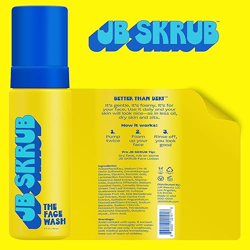 Miniatura 2 de JB SKRUB The Face Wash - Limpiador facial suave para niños, adolescentes y adolescentes - Lavado facial espumoso sin fragancia con aloe vera y