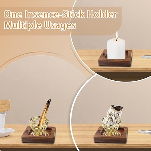 Miniatura 2 de Soporte para varillas de incienso SYOUACEND para palos anti-ceniza con vidrio extraíble, soporte de incienso boca abajo, colector de cenizas,