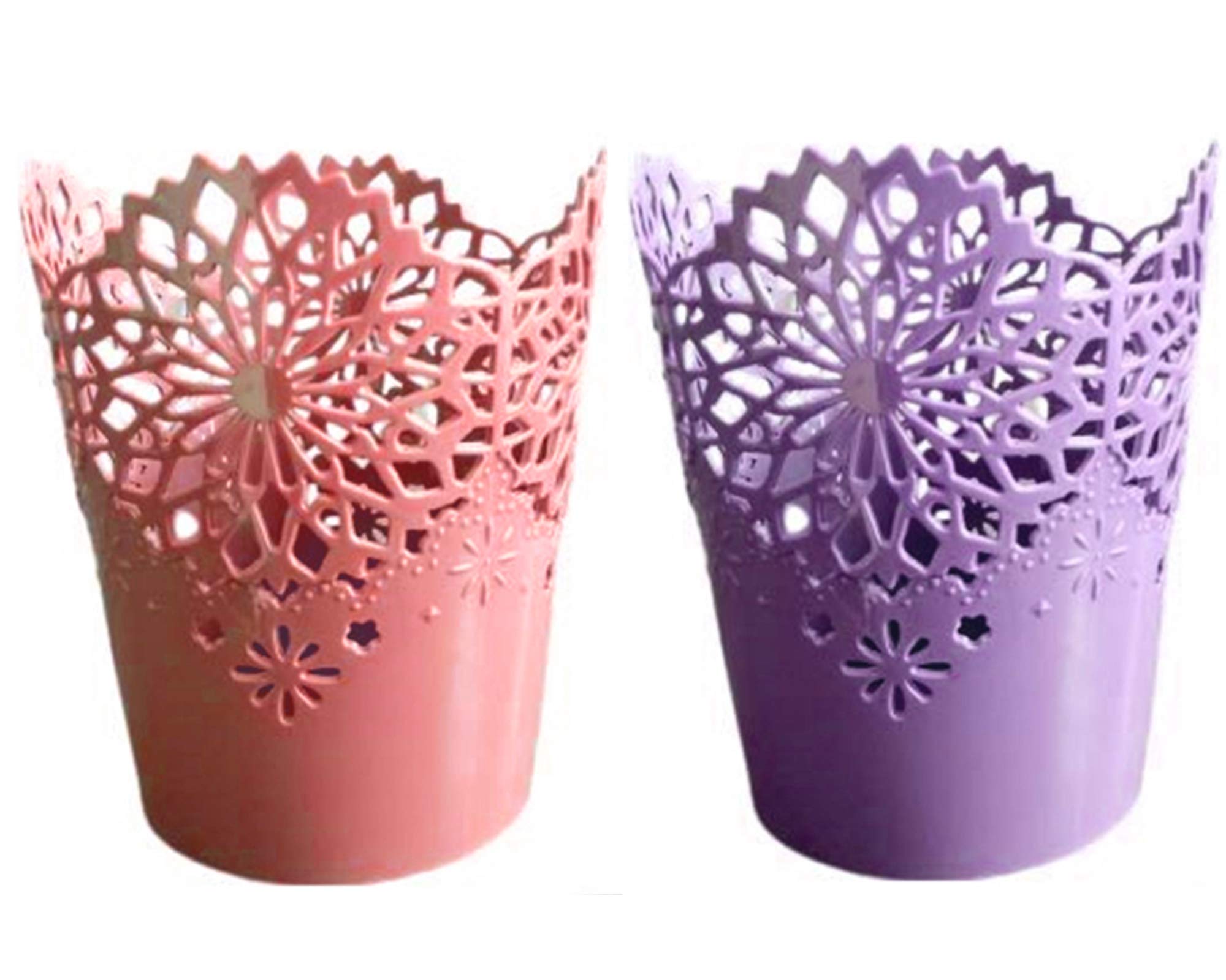 VENIQE Plastic (Pack of 1) Hollow Flower Basket with different colour (pack 2)