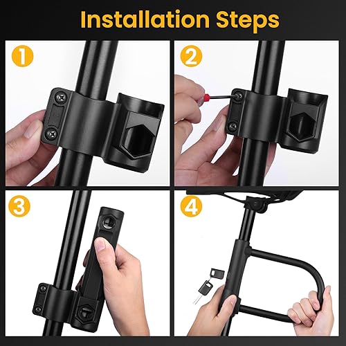 Miniatura 7 de NDakter Candados de bicicleta resistentes antirrobo, cerradura en U para bicicleta con cadena de 4 pies y soporte, candado eléctrico de bicicleta de