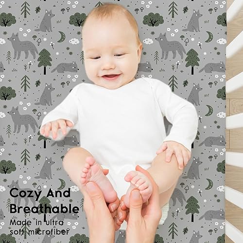 Miniatura 86 de Yoofoss Sábanas para cuna de bebé para niños y niñas, paquete de 2 sábanas bajeras para cuna estándar y colchón de niño pequeño, sábana de Panda