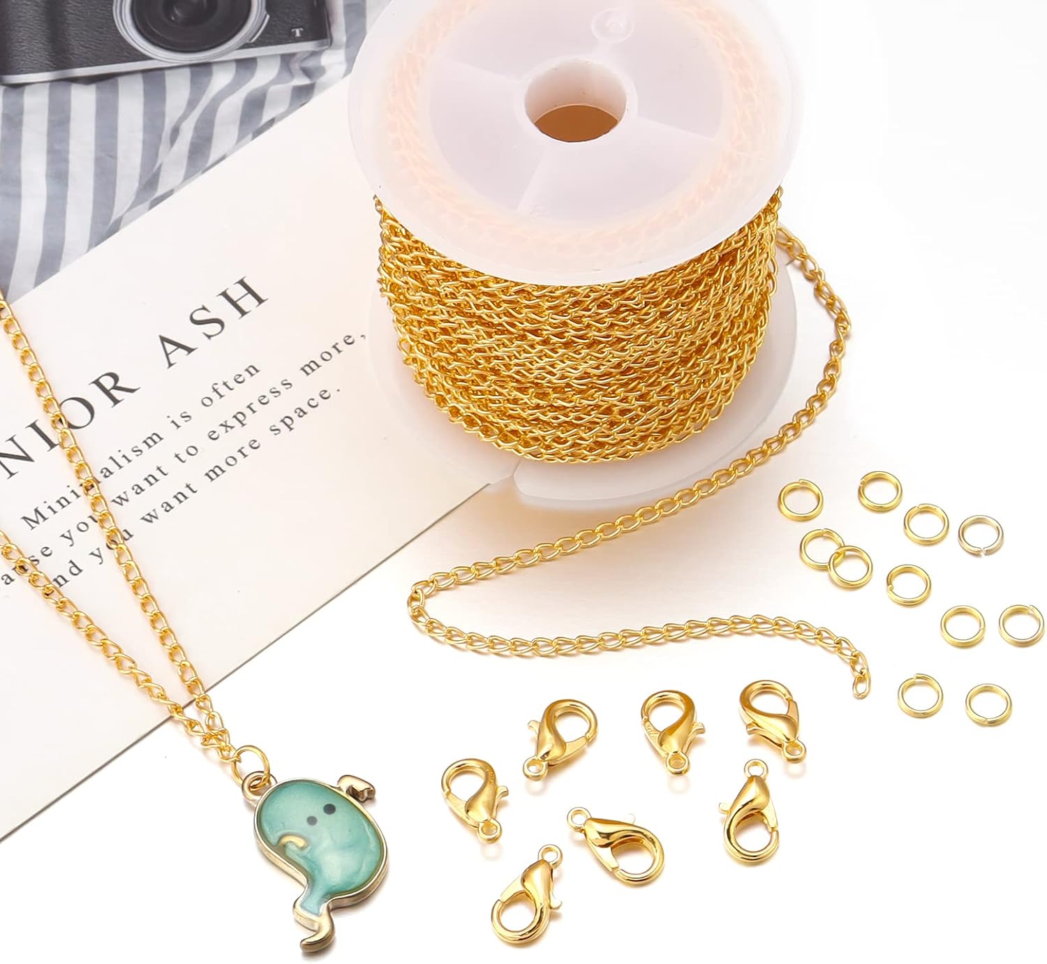 Forise 30 Feet Necklace Chains 2mm Twisted Links Chain for DIY Jewelry Making,Necklace Chains Set with 20Pcs Lobster Clasps 50Pcs Jump Rings - Image 5