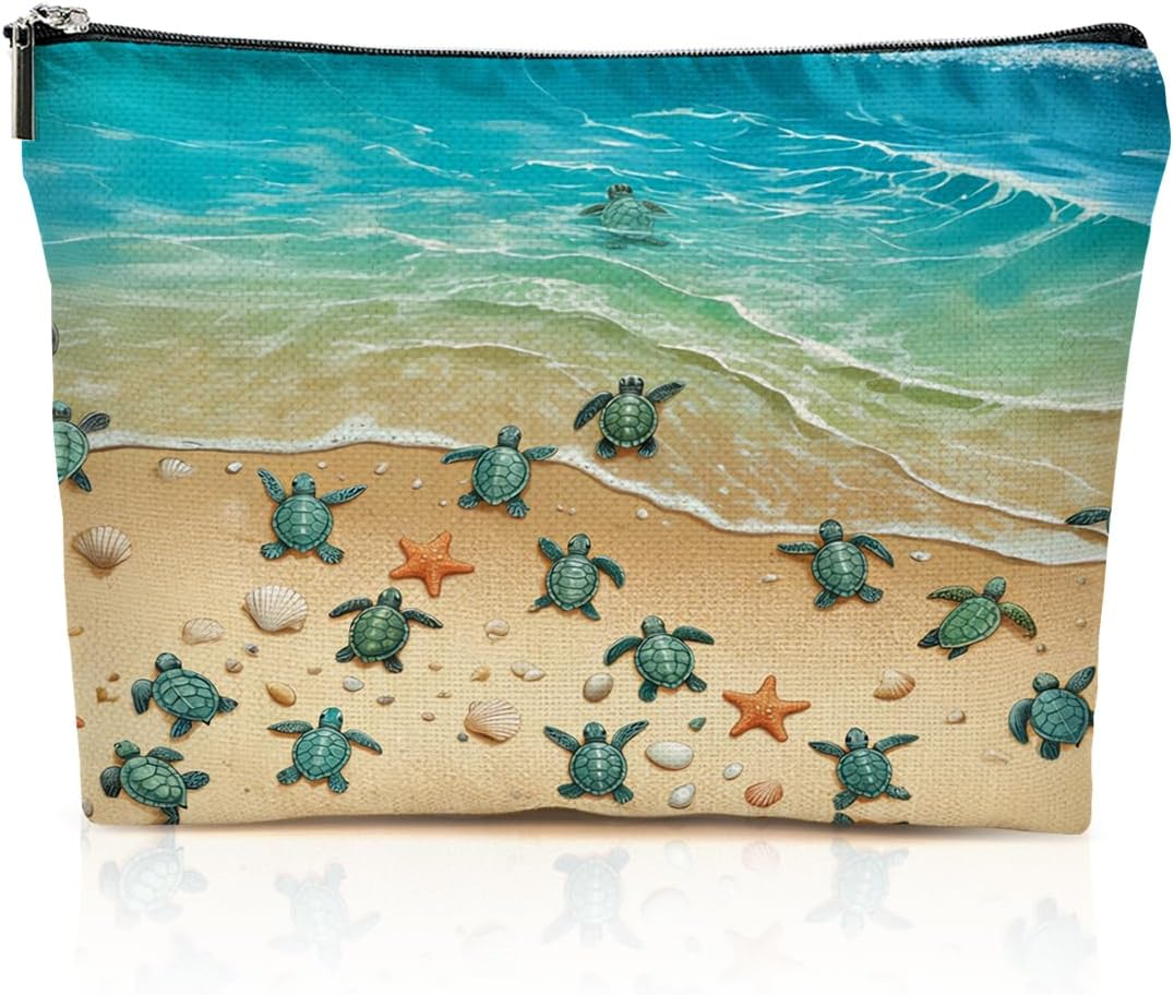 Sea Turtle Makeup Bag for Women, Turtle Gifts Cosmetic Bags Zipper Pouch