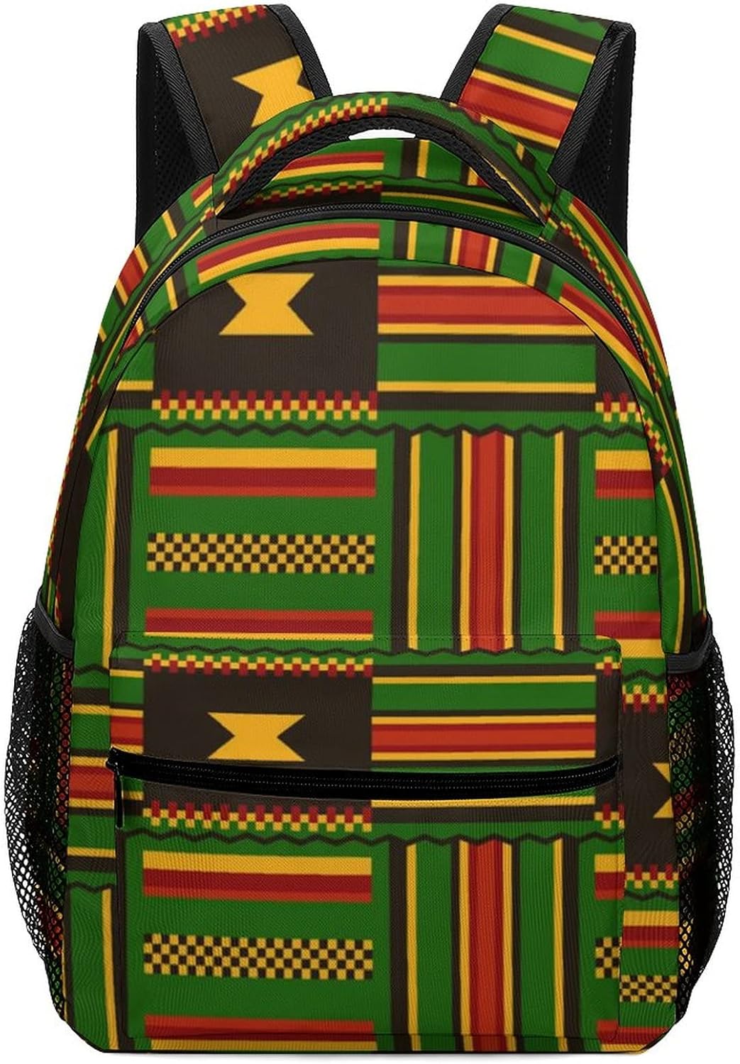 African Kente Cloth Tribal Print Unisex Laptop Backpack Lightweight Shoulder Bag Travel Daypack