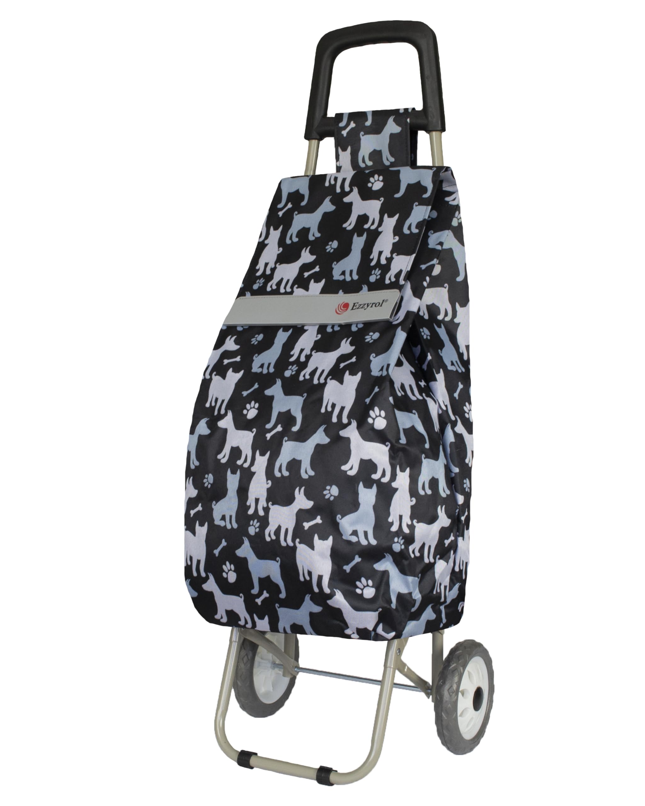 Bergs Black Dog Pattern Lightweight Shopping Trolley Strong Large (Black)