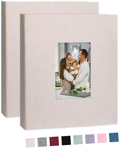 Miniatura 17 de Álbum de fotos de 8 x 10 pulgadas, paquete de 2 libros de fotos de lino, álbum de 26 páginas con capacidad para 52 fotos, carpeta de presentación
