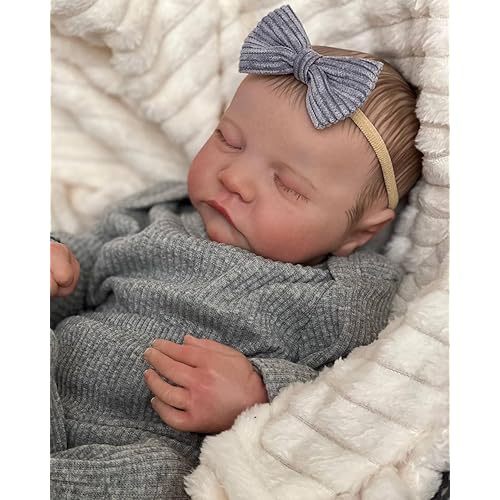Realistic Reborn Baby Dolls-18 Inch Real Life Newborn Baby Dolls Girl Lifelike Baby Doll with Accessories for 3+ Years Old Gifts (Gray)