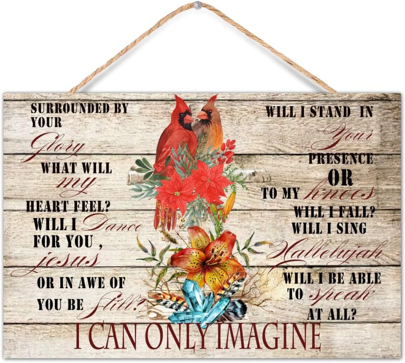 WSDESDEC Cross Sunflower I Can Only Imagine Wooden Wall Art