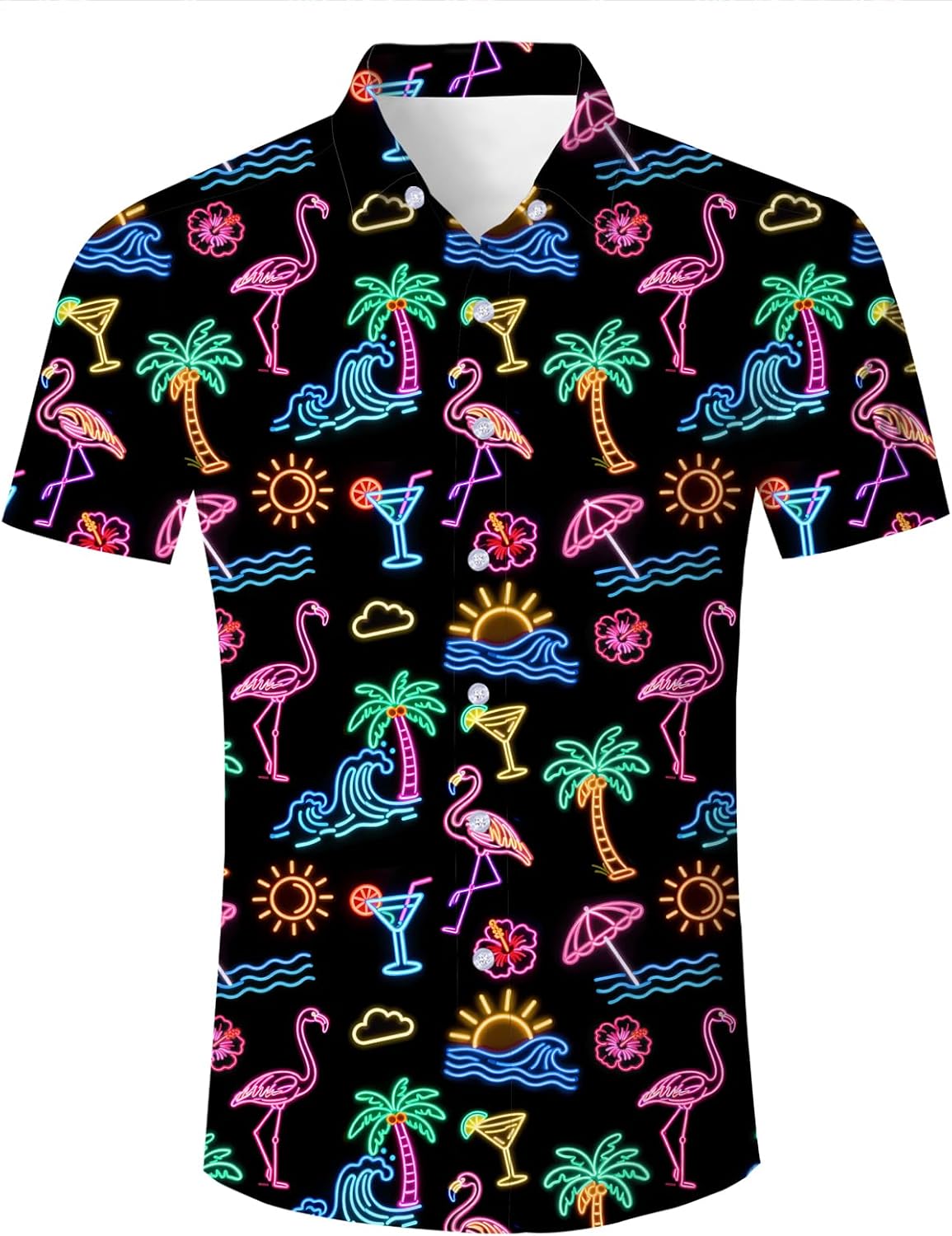 Cozople Mens Hawaiian Shirt Button Down Shirt Casual Short Sleeve Aloha Shirt Summer Beach Dress Shirts