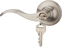 HENYIN 805SN-L Left Hand Silver Wave Lever Keyed Entry Door Knob Lockset with Keys - Adjustable Backset