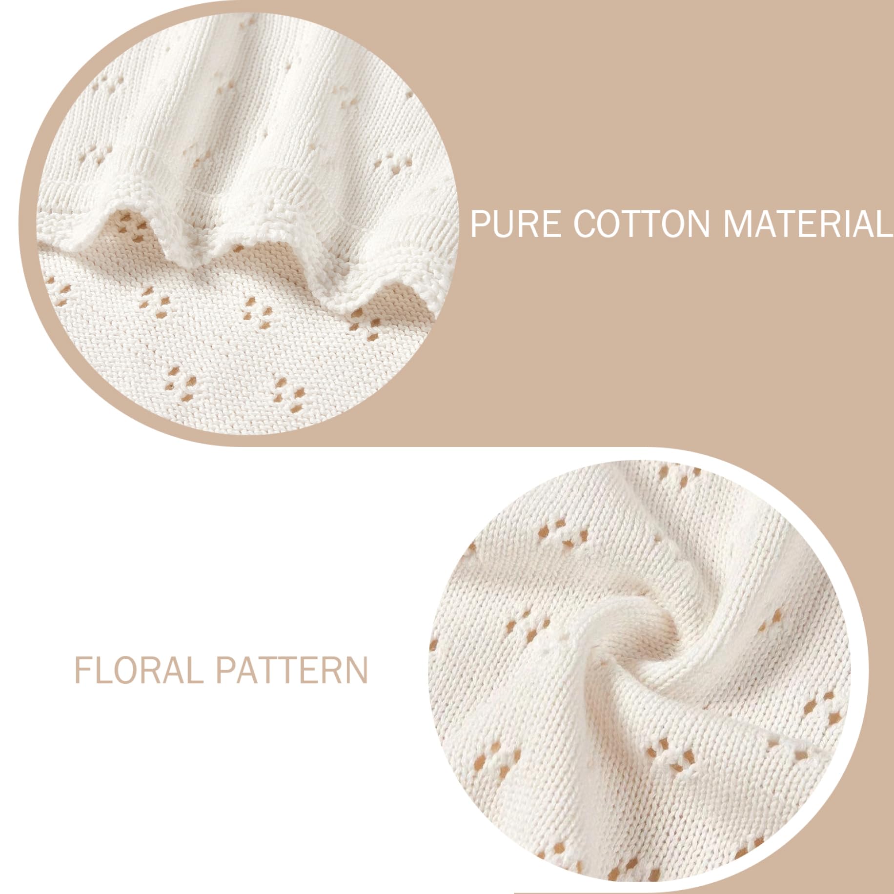 Cellular Blankets Bebé, Manta de algodón Suave y Transpirable de 32 x 39 Pulgadas, edredón de Punto Blanco para bebés recién Nacidos y niñas
