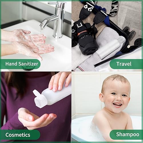 Miniatura 10 de Lisapack Botellas de viaje de 3.4 onzas con tapa abatible (5 piezas) recipiente dispensador vacío para cosméticos de tamaño de viaje (3.4 fl oz,