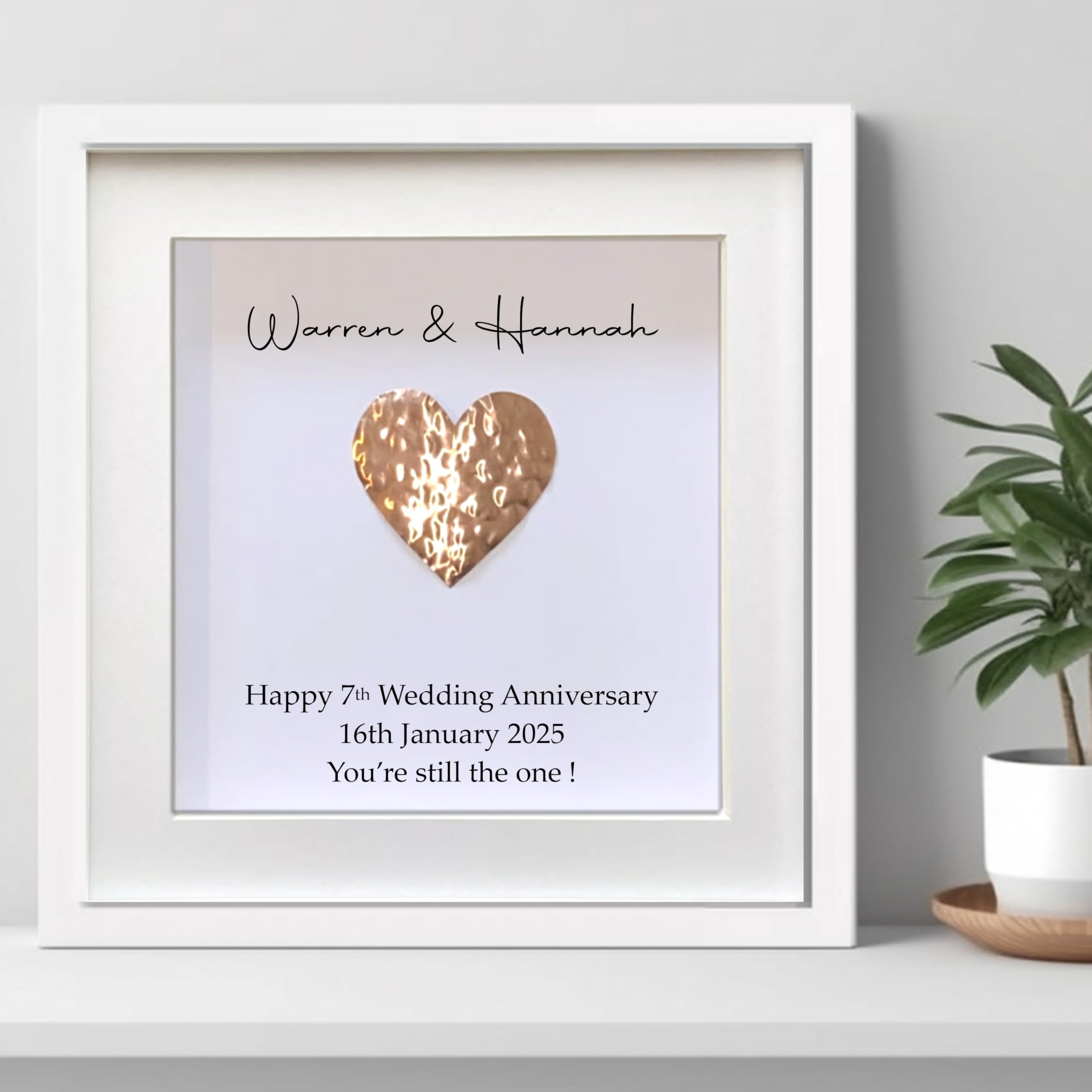 Personalised 7th, 9th, 22nd, Copper Wedding Anniversary, Copper Heart Picture Frame, for her, wife, couples, parents, for him, husband, anniversary present
