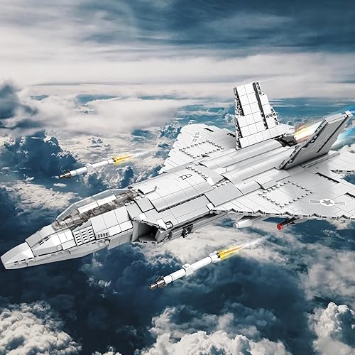 Miniatura 2 de JMBricklayer F-22 Raptor Fighter Jet - Juego de bloques de construcción de aviones militares, juguetes de regalo para niños mayores de 14 años,