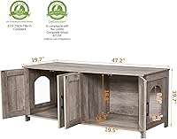 Vista 75 de Homhedy - Caja de arena para gatos, muebles de madera para baño de gatos con puerta de granero, casa para mascotas, se adapta a la mayoría de cajas