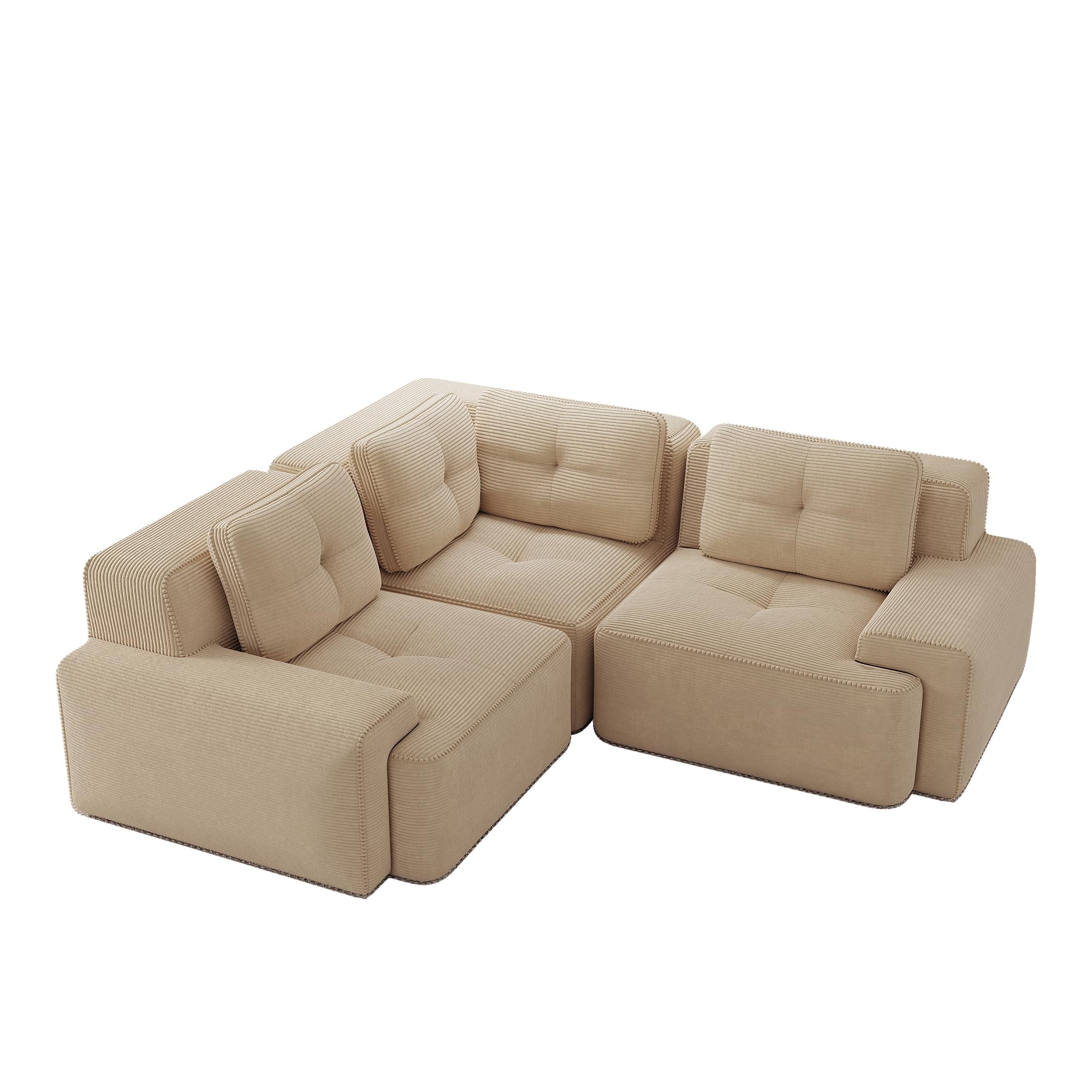Sofá esquinero resistente de 3 plazas, modular y configurable, con acolchado 32D, resistente a los arañazos, antimanchas, apto para mascotas, no se puede montar (plegado, sofá de esquina de 3 plazas)
