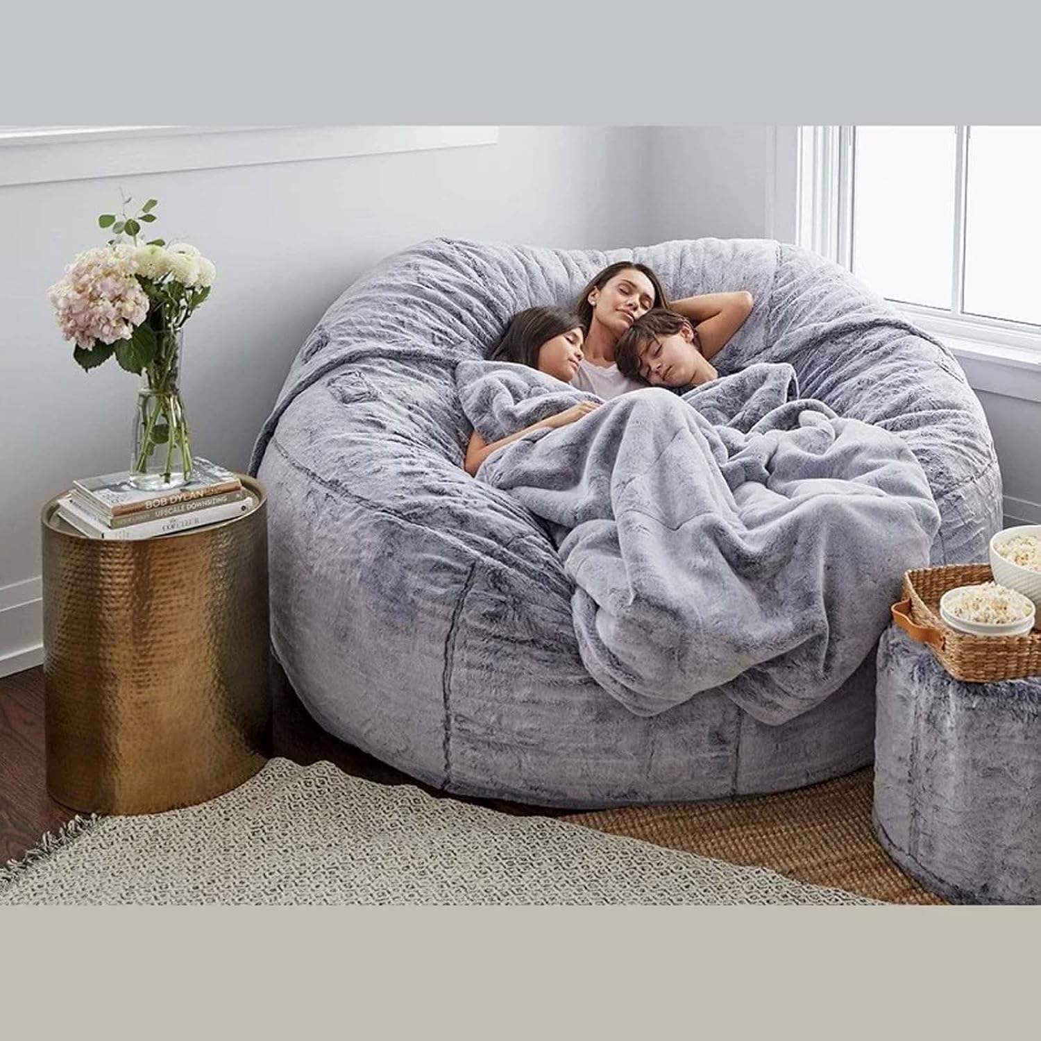 LDMZ Bean Bag Sofa Cover, Plush Beanbag Pouffe, Multifunctional Bean Bag Chair Cover (No Filler) Washable for Living Room Bedroom(180 * 90)