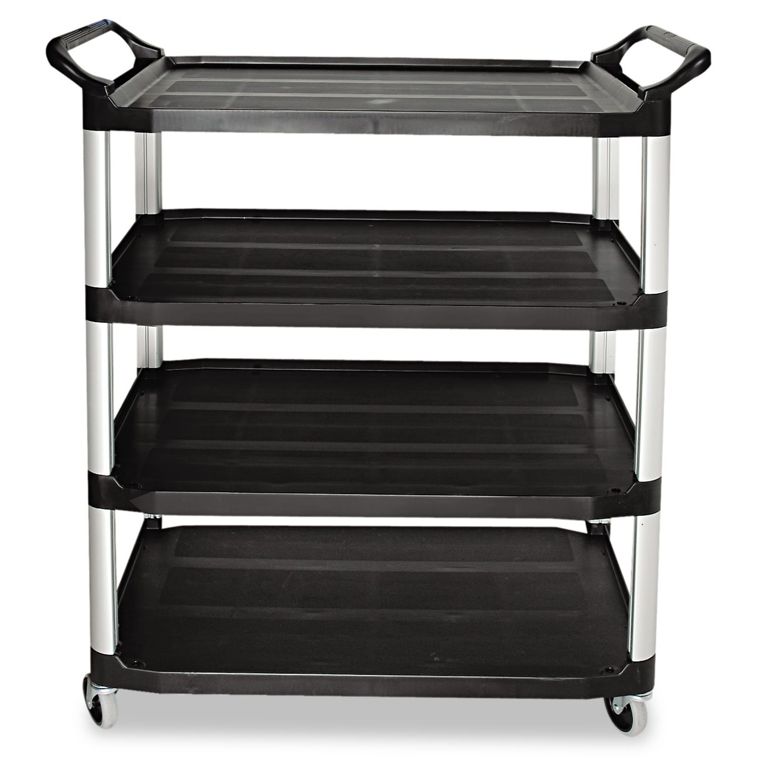 Rubbermaid Commercial Products Xtra 4096 - Carro de servicio con 4 estantes, capacidad de 135 kg, negro