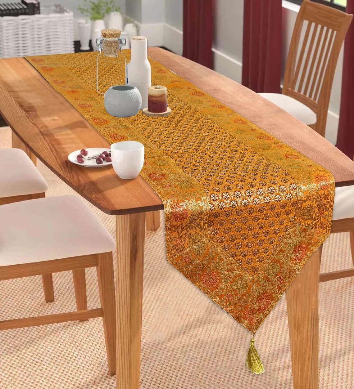 table runner 金彩古鏡文　帯リメイク　正絹 Buy E - EZRA Long Silk Table Runner for Dinning Table/Centre Table
