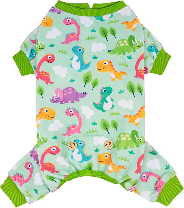 Pijama de Veludo para Cães Pequenos com Estampa de Dinossauros KYEESE