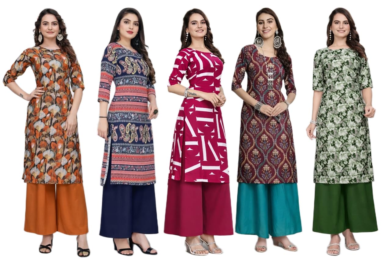 EveNize Stylish Womens Crepe Multicolor Digital Printed Straight Kurti Vibrant Comfortable EVN-KRT-MC-316-FREE - Review, Price and Buying Guide