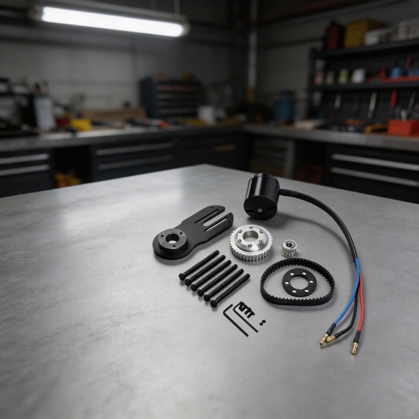Kit d'entraînement pour skateboard électrique 1800 W Moteur 270 kV avec support de montage en acier et courroie de distribution de 270 mm