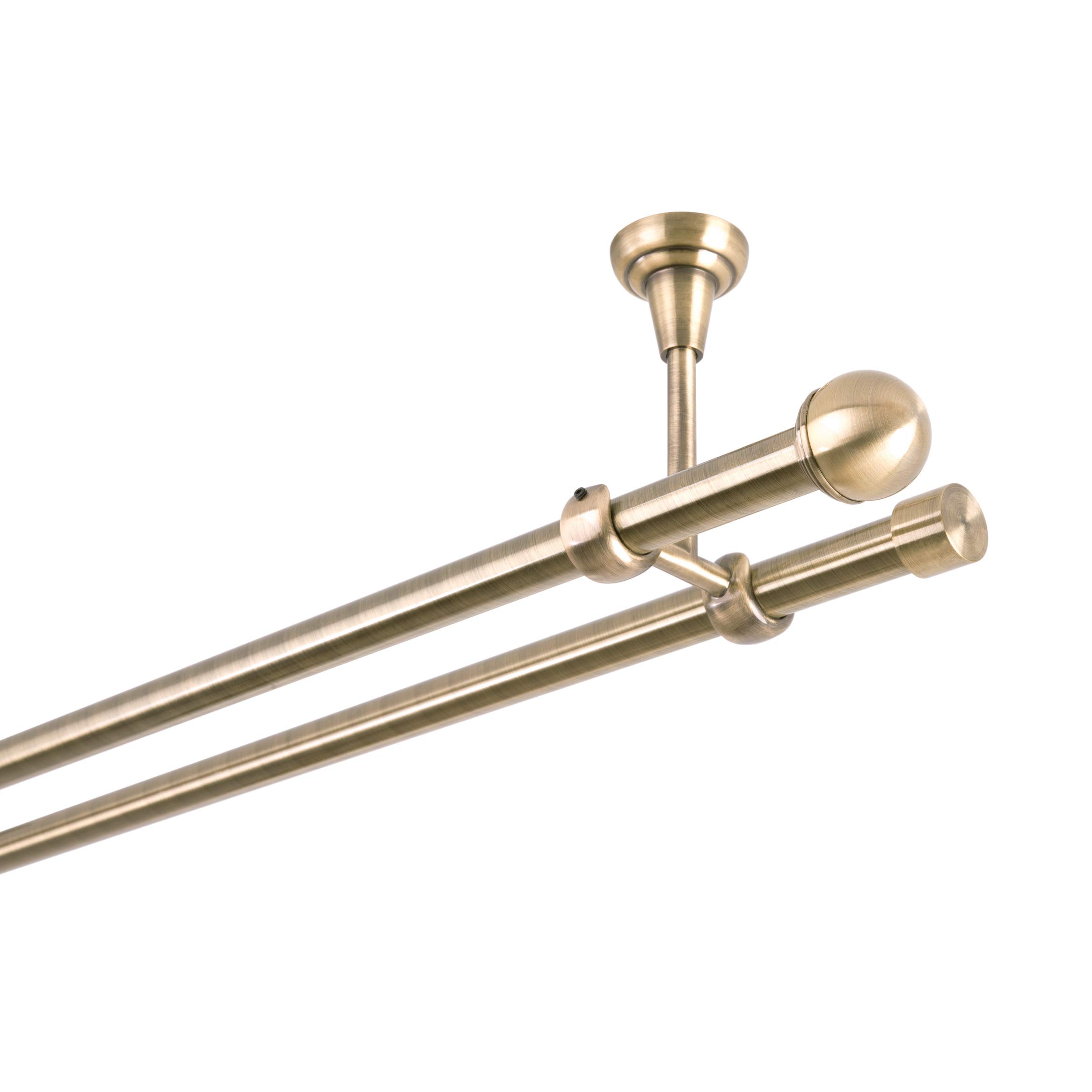 MDEKOR Tringle à rideaux 16 mm double fixation au plafond métal doré antique Neuf (240)