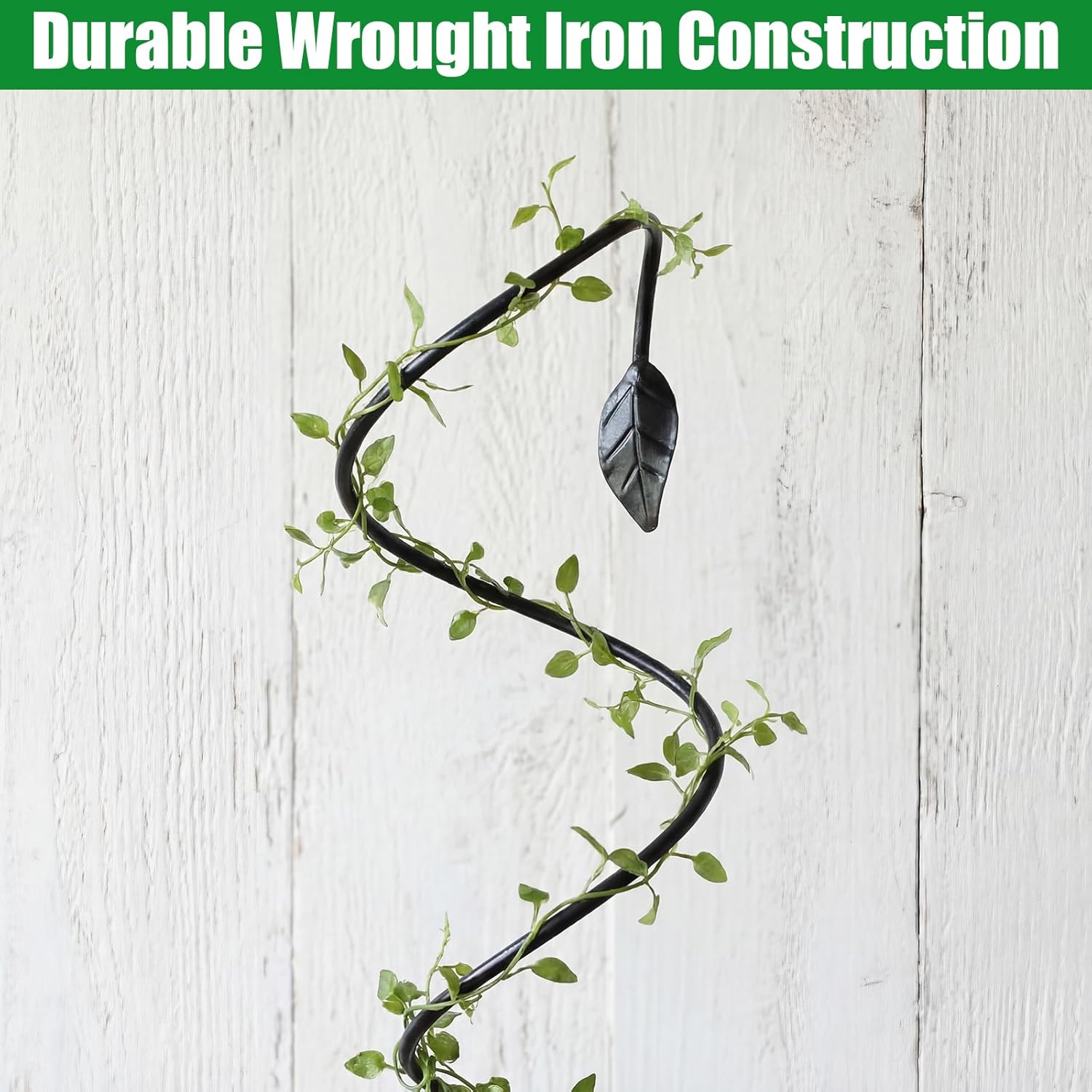 4 Pack Spiral Iron Trellises Black Wrought Garden Trellis, 45 Inch High Spiral Design for Climbing Plants, Indoor Outdoor Decorative Plant Support Stake