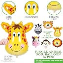 Zyozique Jungle Safari Happy Birthday Decoration Kids,Animal Birthday Party Decoration Paper Banner with Latex Balloons, Cake Topper and Cup Cake Topper for (Pack of 7) gallery image
