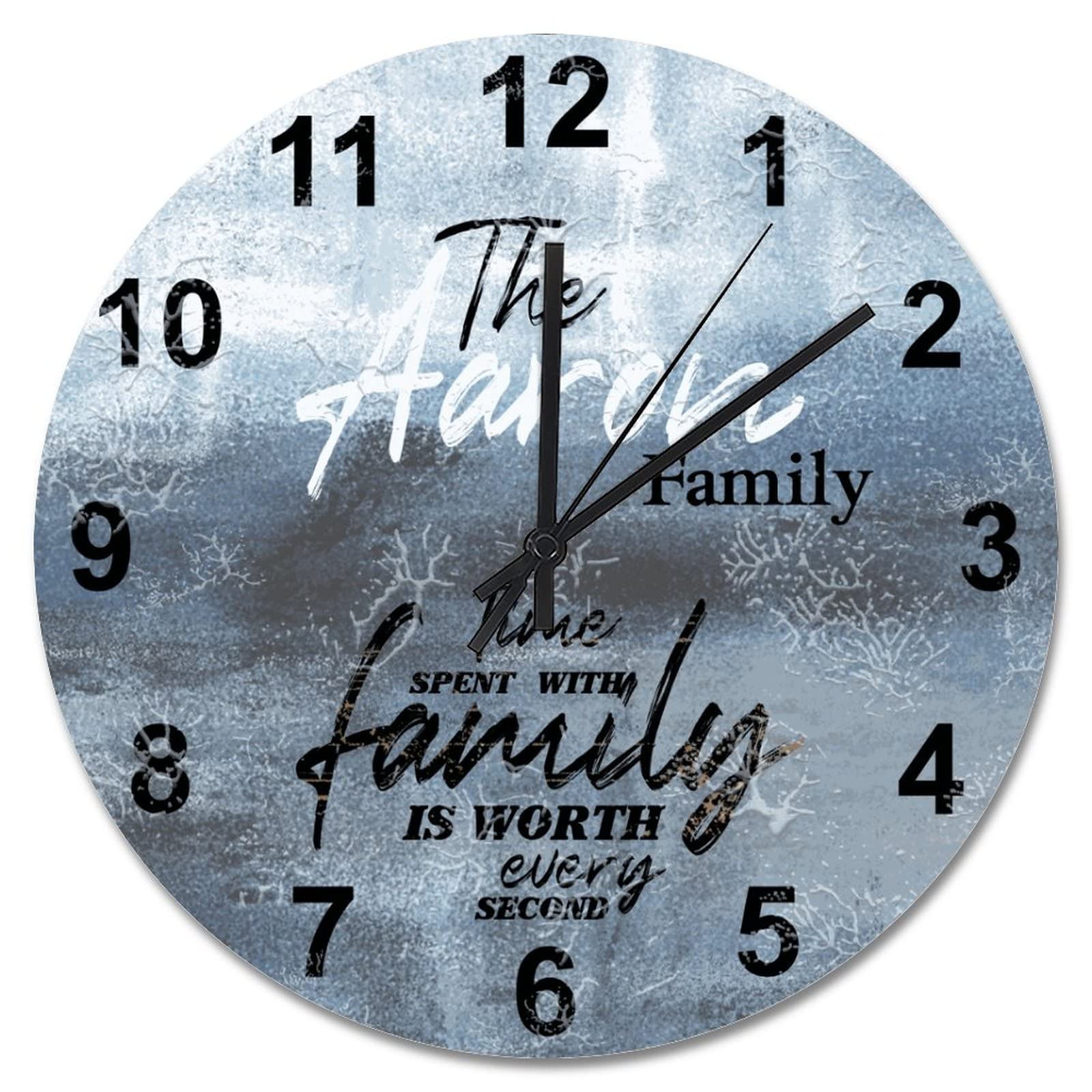 Horloge murale familiale avec message inspirant en bois rétro