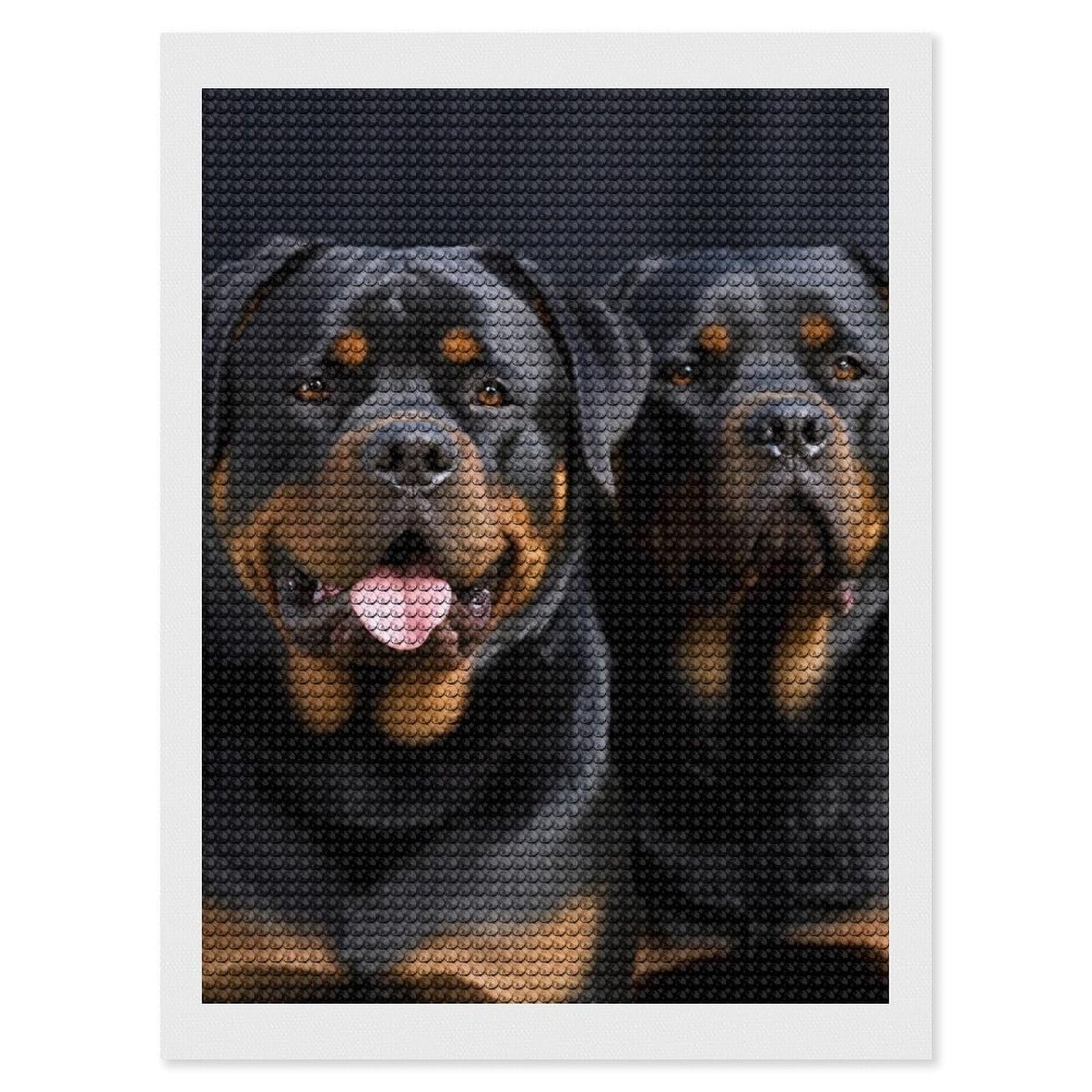 DWVTSLH Rottweiler Wallpaper Diamond Painting Kits for Adults, Personalized Diamond Photo Art Full Drill, DIY 5D Diamond Art Painting Kits for Beginners, Home Wall Decor 12"x16"
