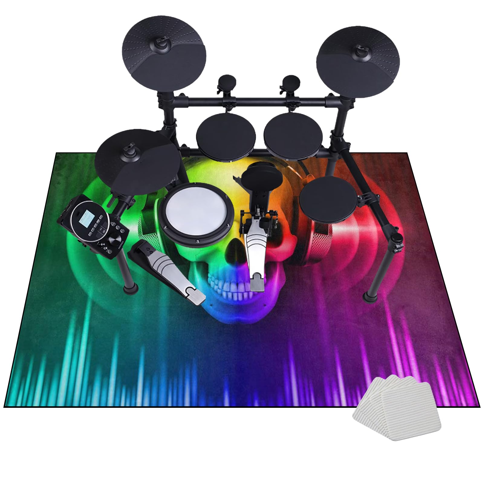 Schallschutz Teppichmatte - Trommel Teppiche Drum Rug Drum Teppich 160 x 140 cm - rutschfeste Drum Matte für Akustik Schlagzeug Drum Kits Bass Drum Elektronisch Snare Klavier Musikinstrumente Teppich