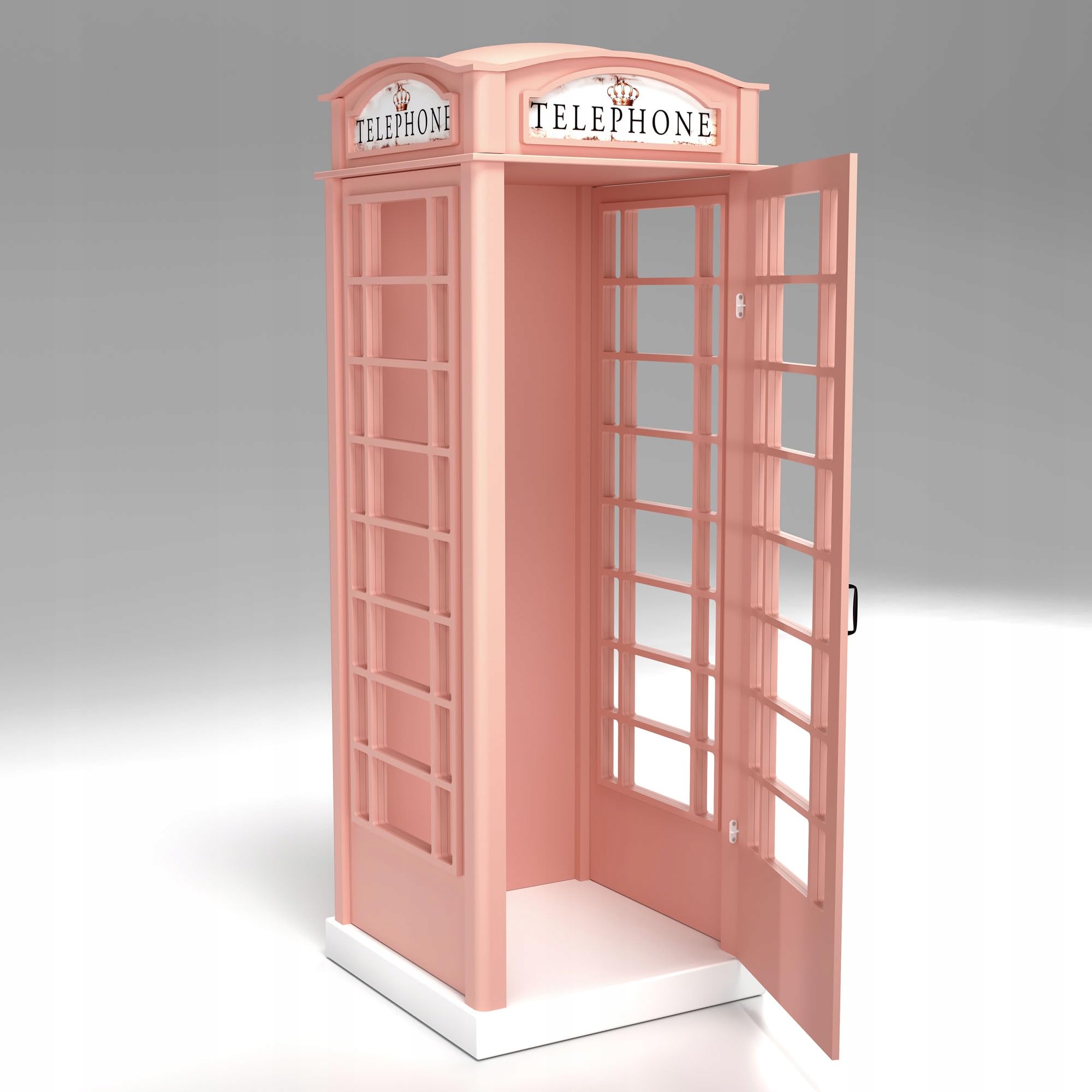 Plastiko | Una vetrina a forma di cabina telefonica inglese 116 x 150 x 207 | Forma originale | Per i bambini | Funzionale | Solido | Rosa