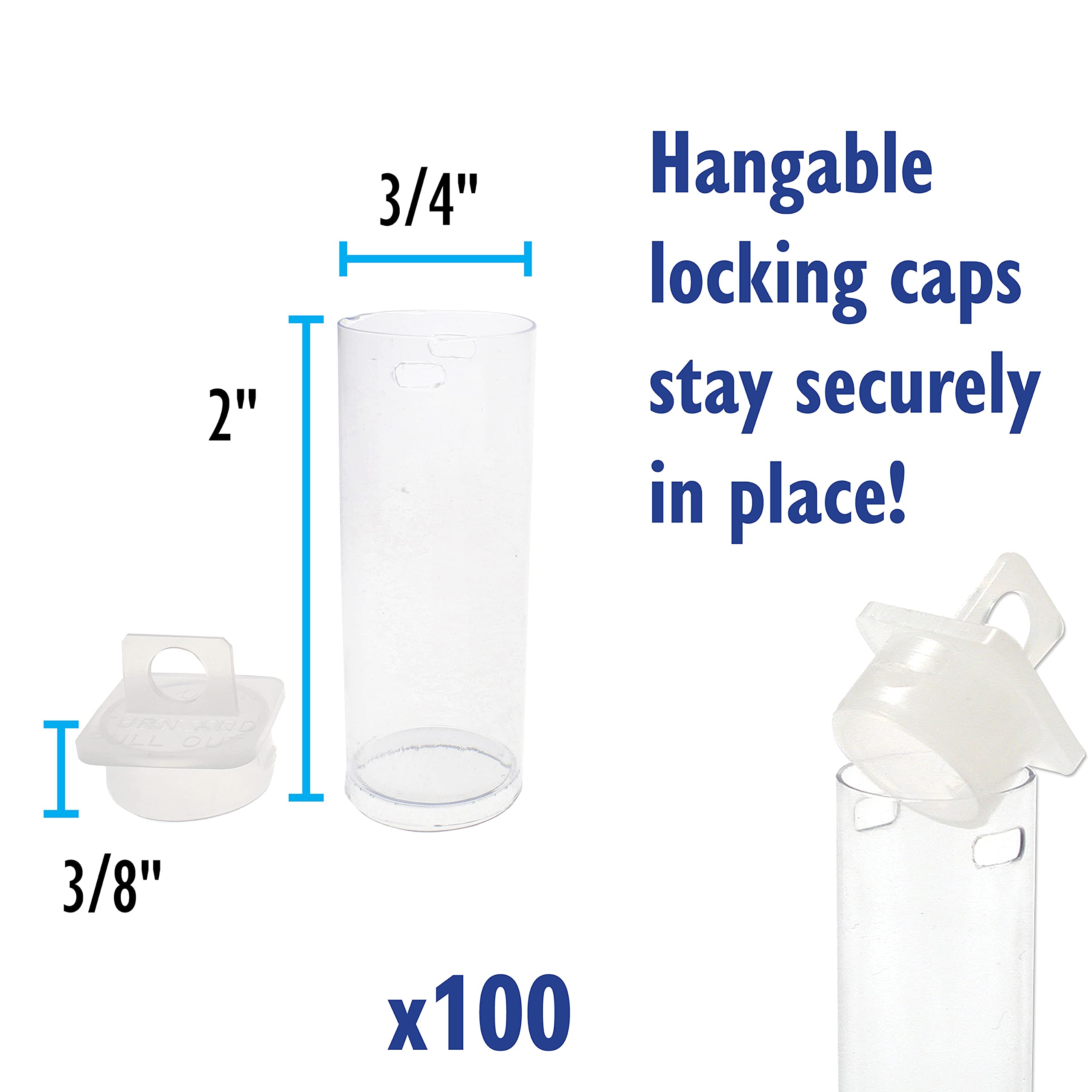 The Beadsmith Clear Plastic Tubes, 2-Inch-Long Round Tubes, 3/4 Inches in Diameter, Hanging Caps, Use for Beads Bath Salts - Image 4