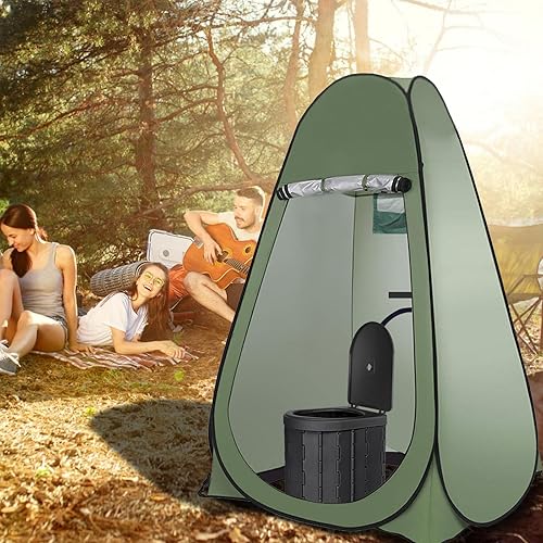 Vista 9 de Kit de inodoro portátil para acampar al aire libre para adultos, tienda de campaña desplegable para privacidad, inodoro plegable para campamento, 30