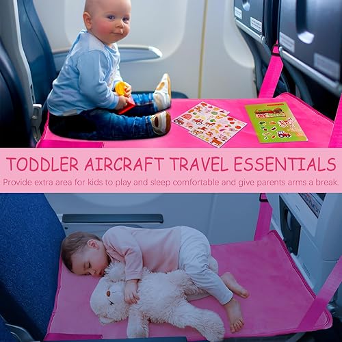 Miniatura 9 de Cama de avión para niños pequeños, extensor de asiento de avión suave para niños, artículos esenciales de viaje en avión para bebés, color negro