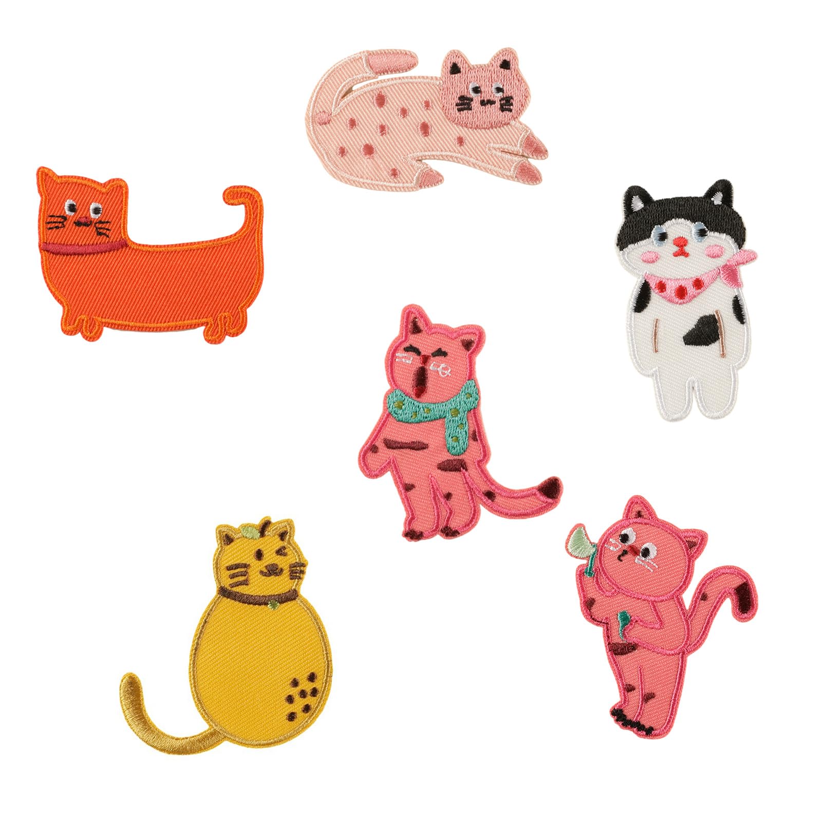 Tsophreniq 6 Pcs Embroidered Patches Cartoon Cats Sewing Patches Iron on Lovely Kitten Sew on for Clothes Bag
