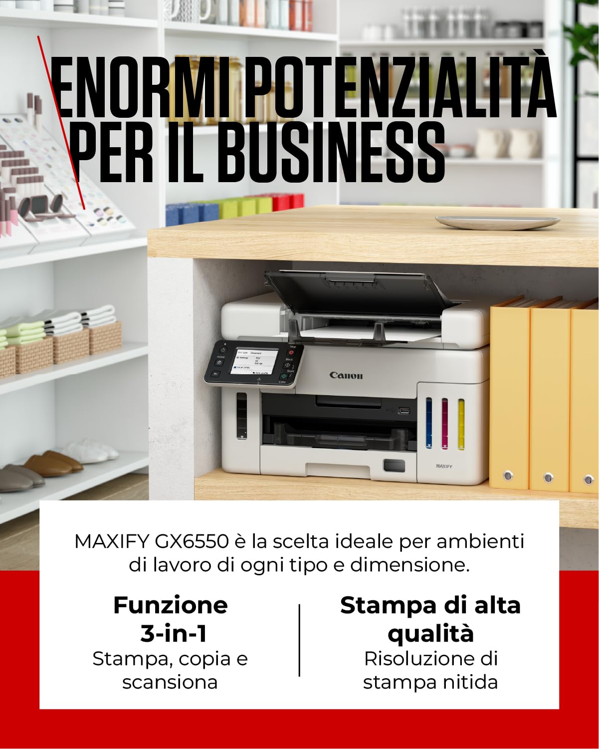 Canon Stampante WiFi per Casa e Ufficio MAXIFY GX6550 - Stampante Multifunzione MegaTank con Scanner e Fotocopiatrice per Casa | Connettività WiFi ed Ethernet