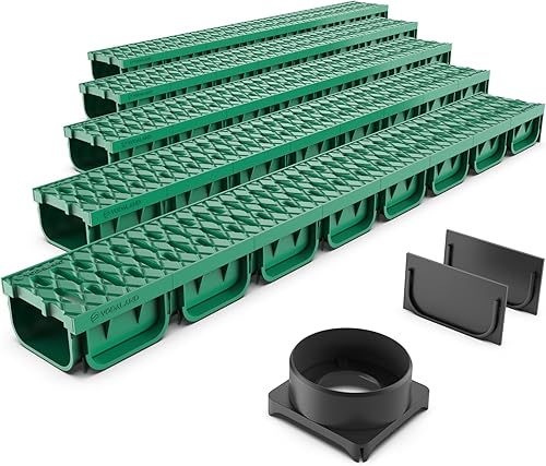 Vodaland - Sistema de drenaje de zanjas de 4 pulgadas con rejilla, color verde, fácil 2 (5)