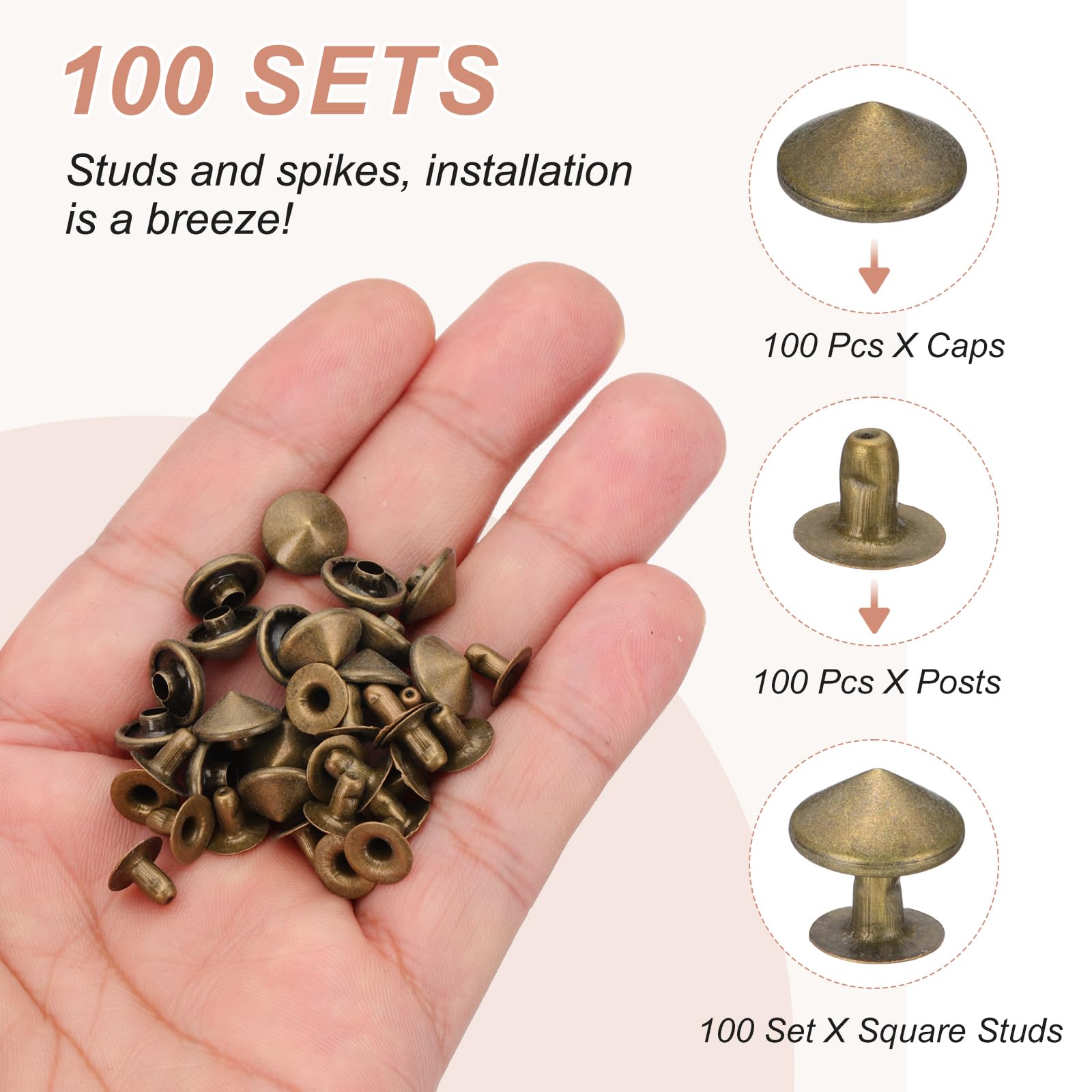 PATIKIL 10mm Spike Rivets - Image 4