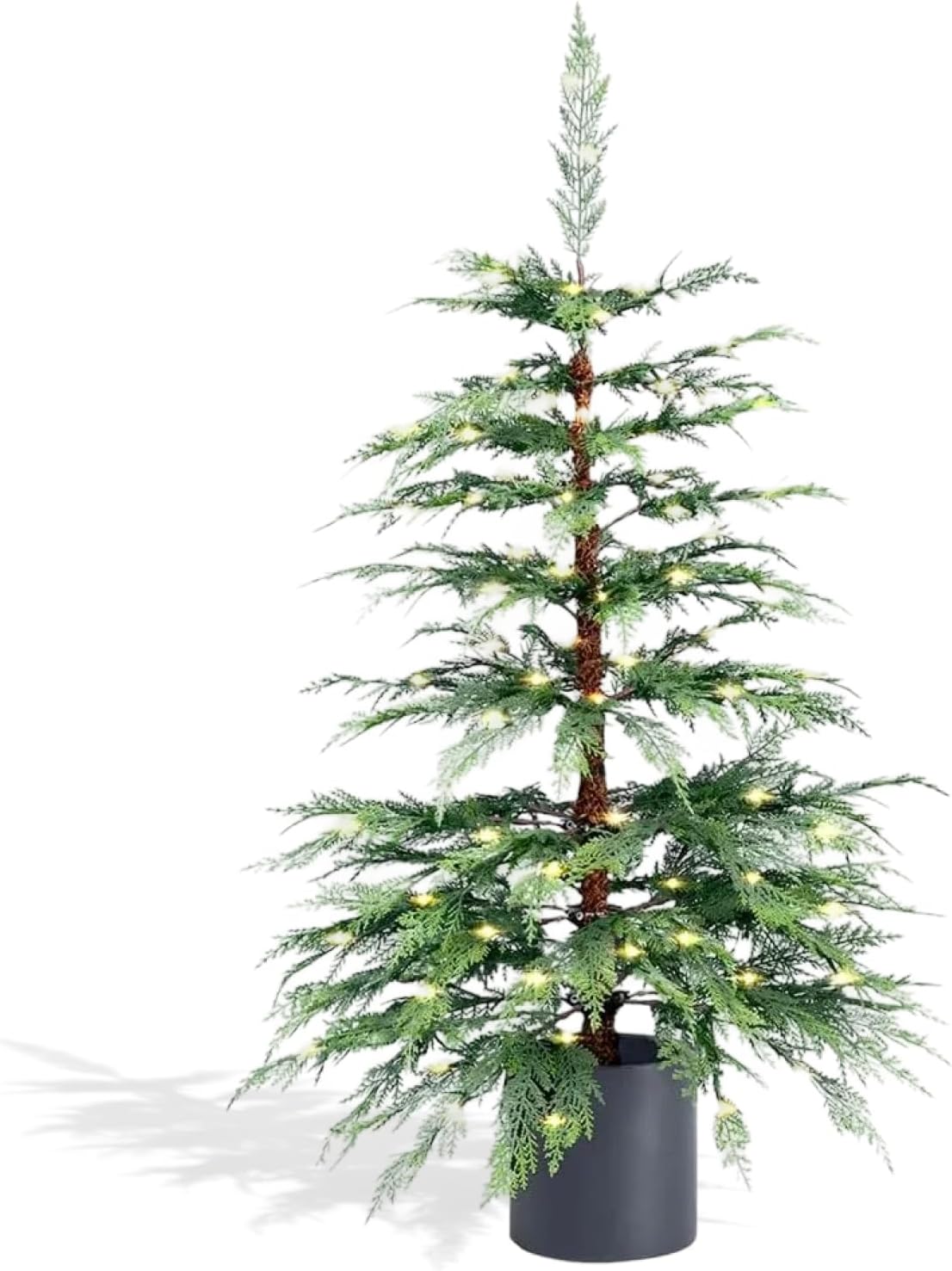 Pre-Lit Potted Hemlock Artificial Tree with Warm White Lights, Indoor Outdoor Holiday Decoration, Waterproof Battery Box, 3FT or 4FT (1, 3FT)